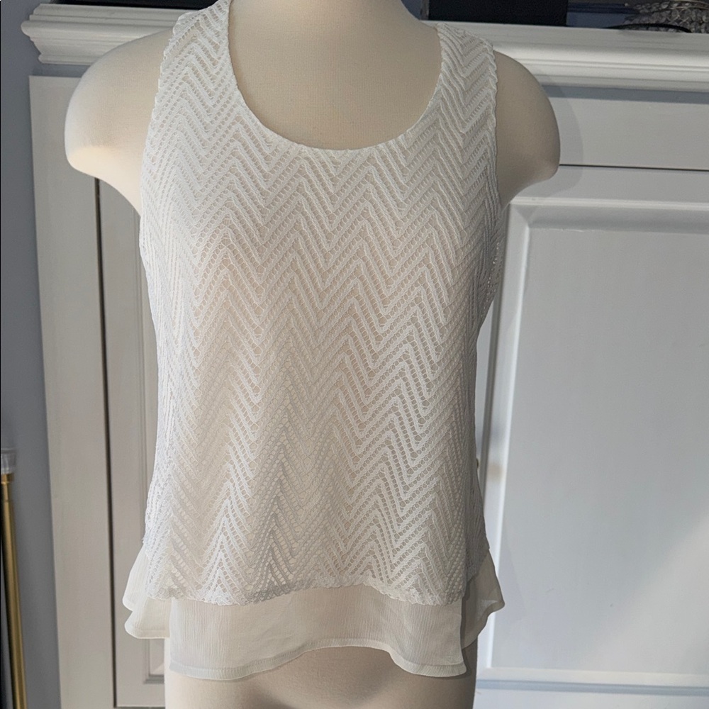 Candie's White Chevron Lace Layered Camisole